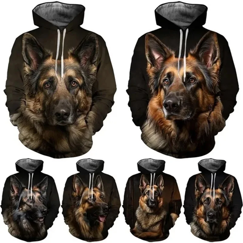 3D Printed Cute Pet German Shepherd Hoodie For Men Plus Size Long Sleeve Sweatshirt Tops Casual Pullovers Hoodie Mens Clothes