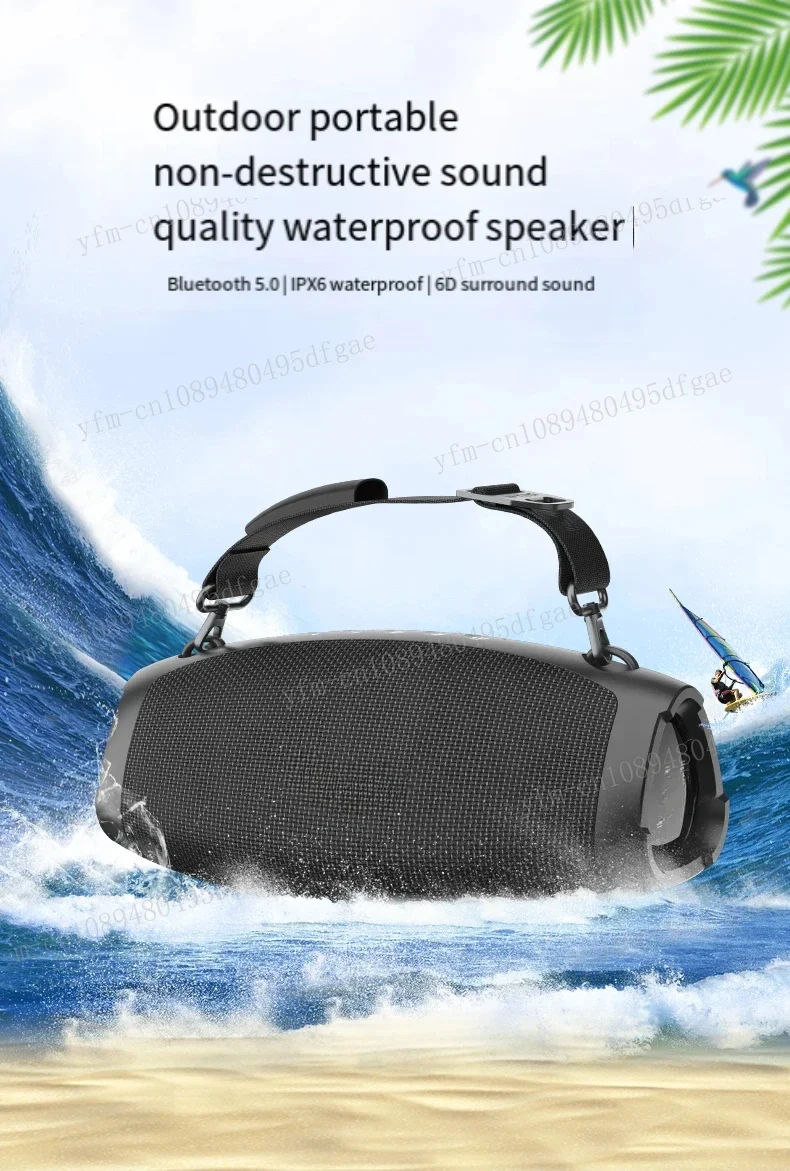 60W Outdoor IPX6 Waterproof Subwoofer D10 War Drum Boombox Portable K Song Bluetooth Speaker 6D Stereo Super Bass Column