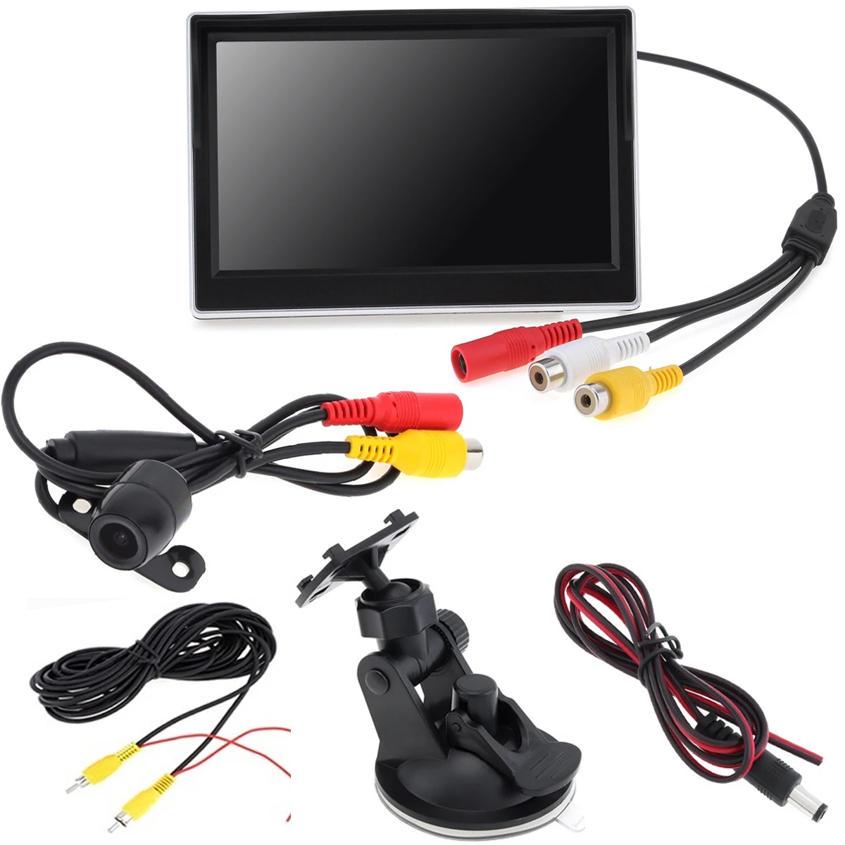 

5 inch TFT LCD screen Car Monitor 800x480 Auto Reversing Parking Monitor 16 9 2 Way video input Car Rear View Camera for Car