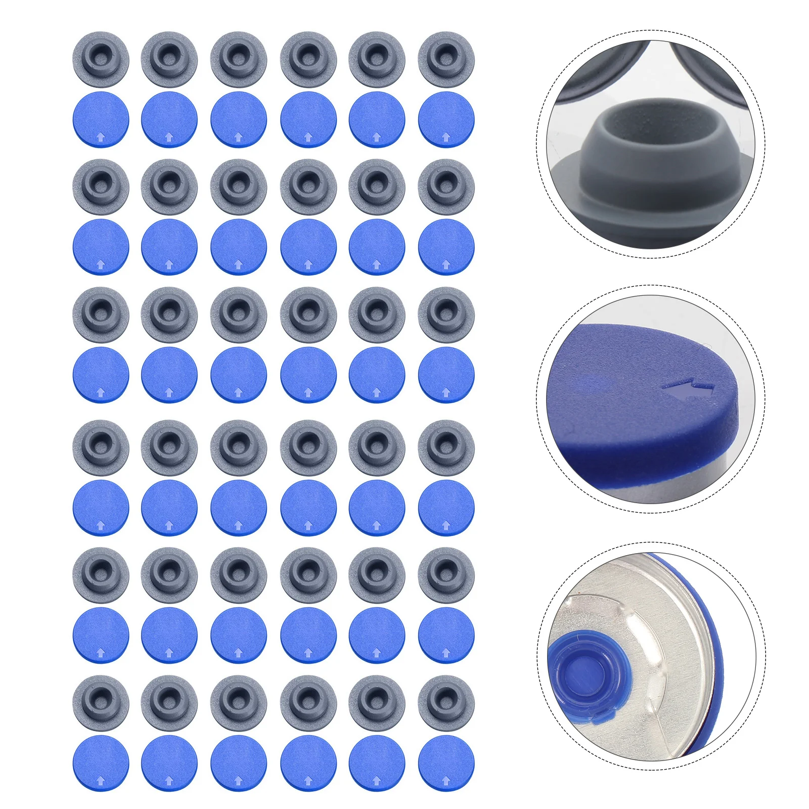 

200 Pcs Aluminum Plastic Cover for Jars Vial Stopper Rubber Caps Headspace Safe Bottle Stoppers