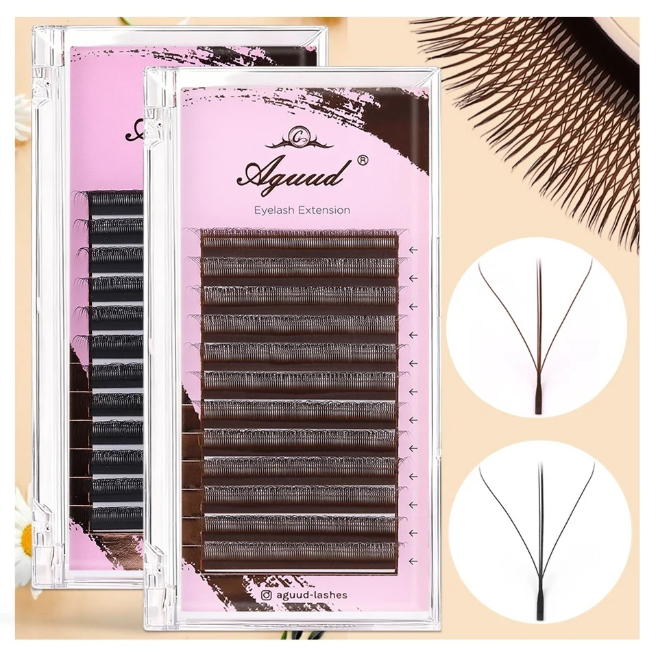 NEU Braune 3D Fairy W-förmige Wimpernverlängerung Wispy 3D Spike Lashes Premium Vorgefertigte Bloom Fan 2D 4D 5DW Clover Lashes Handgewebt – Detail 3