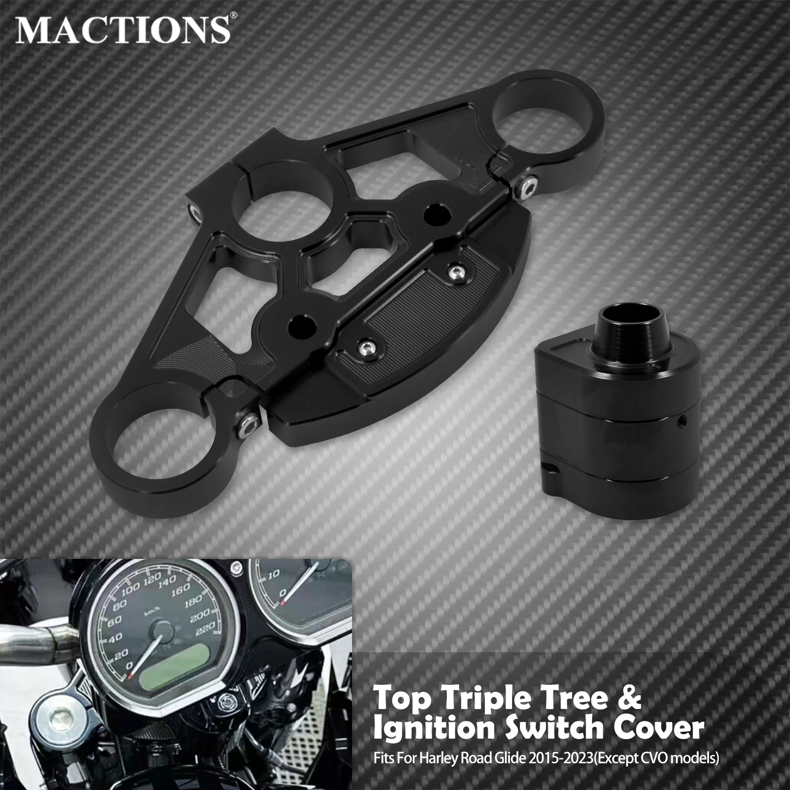 Motorcycle Top Triple Tree Kit + lgnition Switch Cover For Harley Touring Road Glide FLTRX Special Ultra Limited FLTRXS 2015-Up