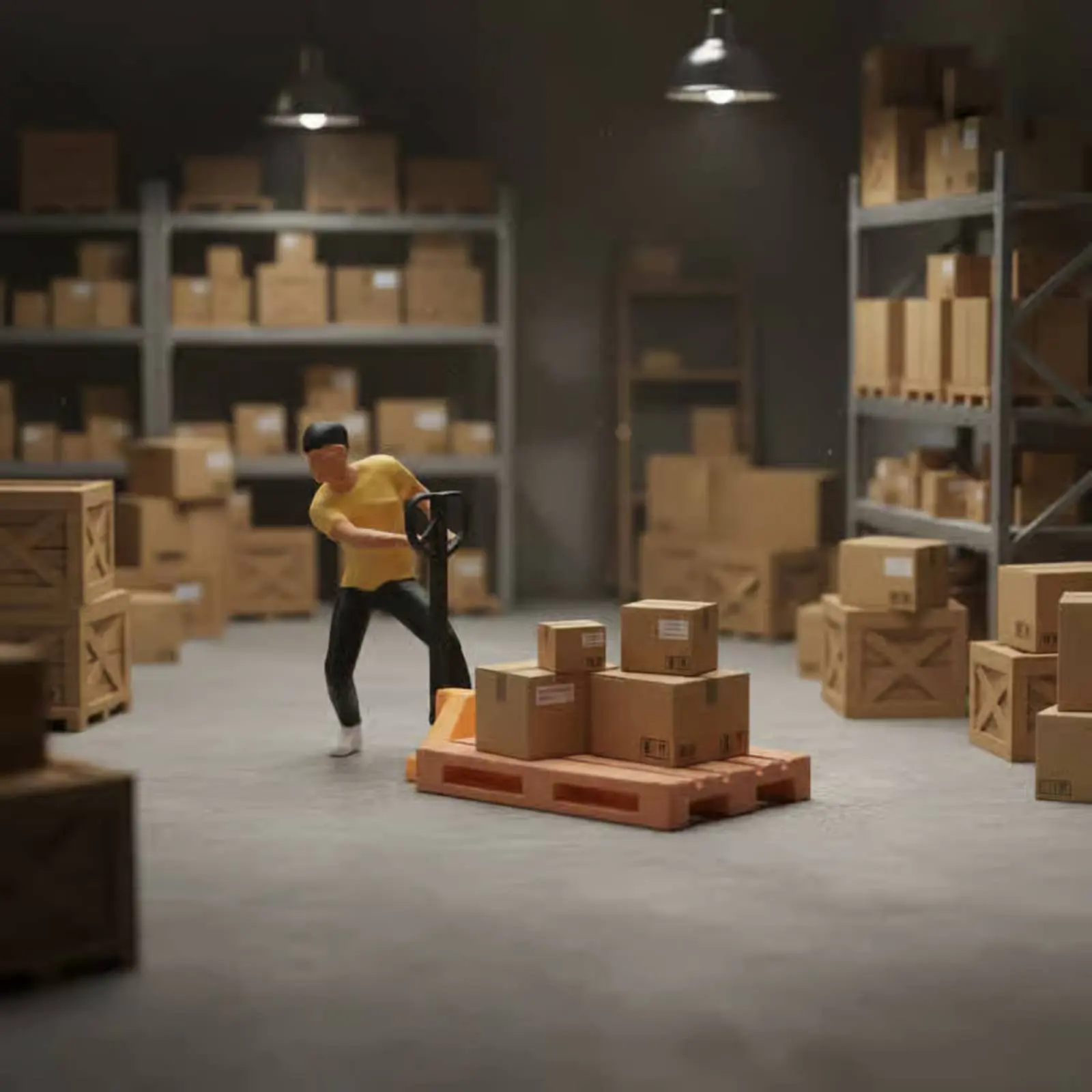 

1:64 Scale Pallet Forklift Model High Simulation 1:64 Scale Man with Pallet Forklift Miniature Scene Prop Realistic Feature