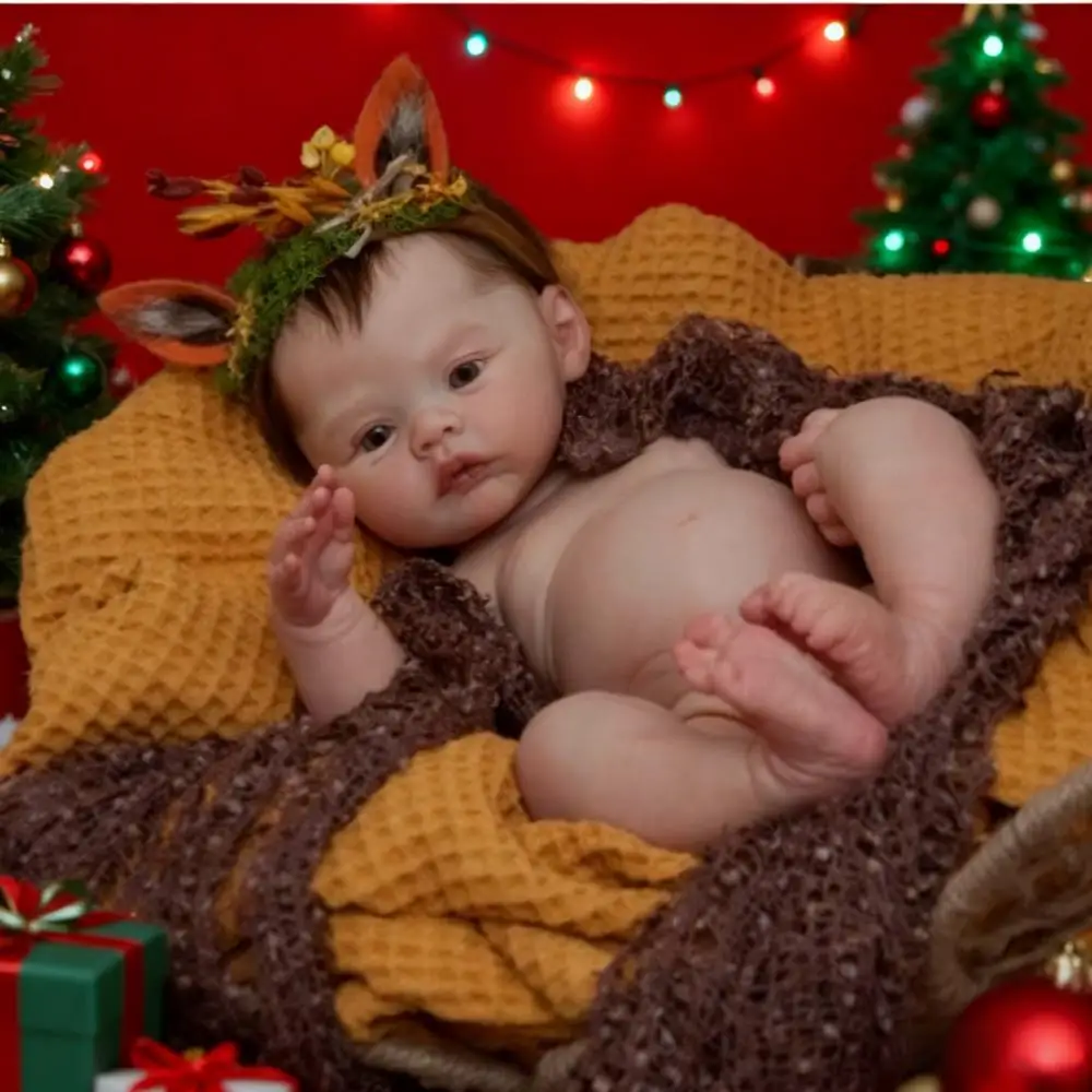 

NPK 19-дюймовая полностью виниловая кукла реборн с ручными укорененными волосами, реалистичная коллекционная реалистичная кожа для новорожденных