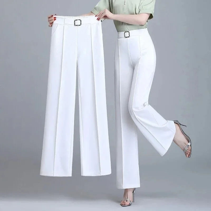 

High Waist Wide Leg Pants Women Spring Autumn New Drop Feel Relaxed Straight Suit Pants Wild Casual Trousers White Black Z356