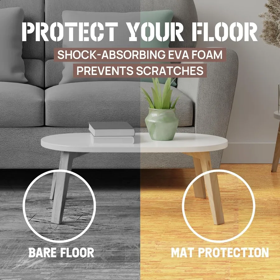 48SQ.FT الخشب الحبوب لغز بساط للتمرين الأرضيات الواقية إيفا المتشابكة بلاط الأرضيات الرغوية مع الحدود للمنزل #6