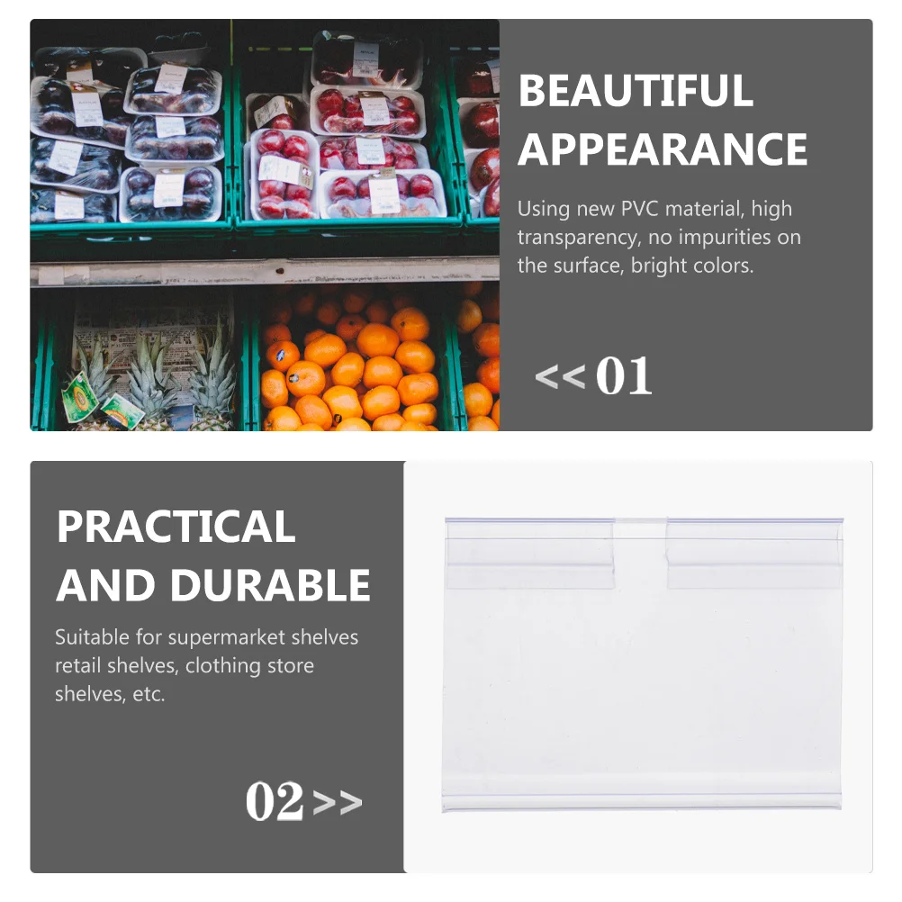 

50pcs Label Clear Pvc Tag Label Sign Holder For Wire Shelf Retail Price Display Stand Merchandise Sign Storage Holder