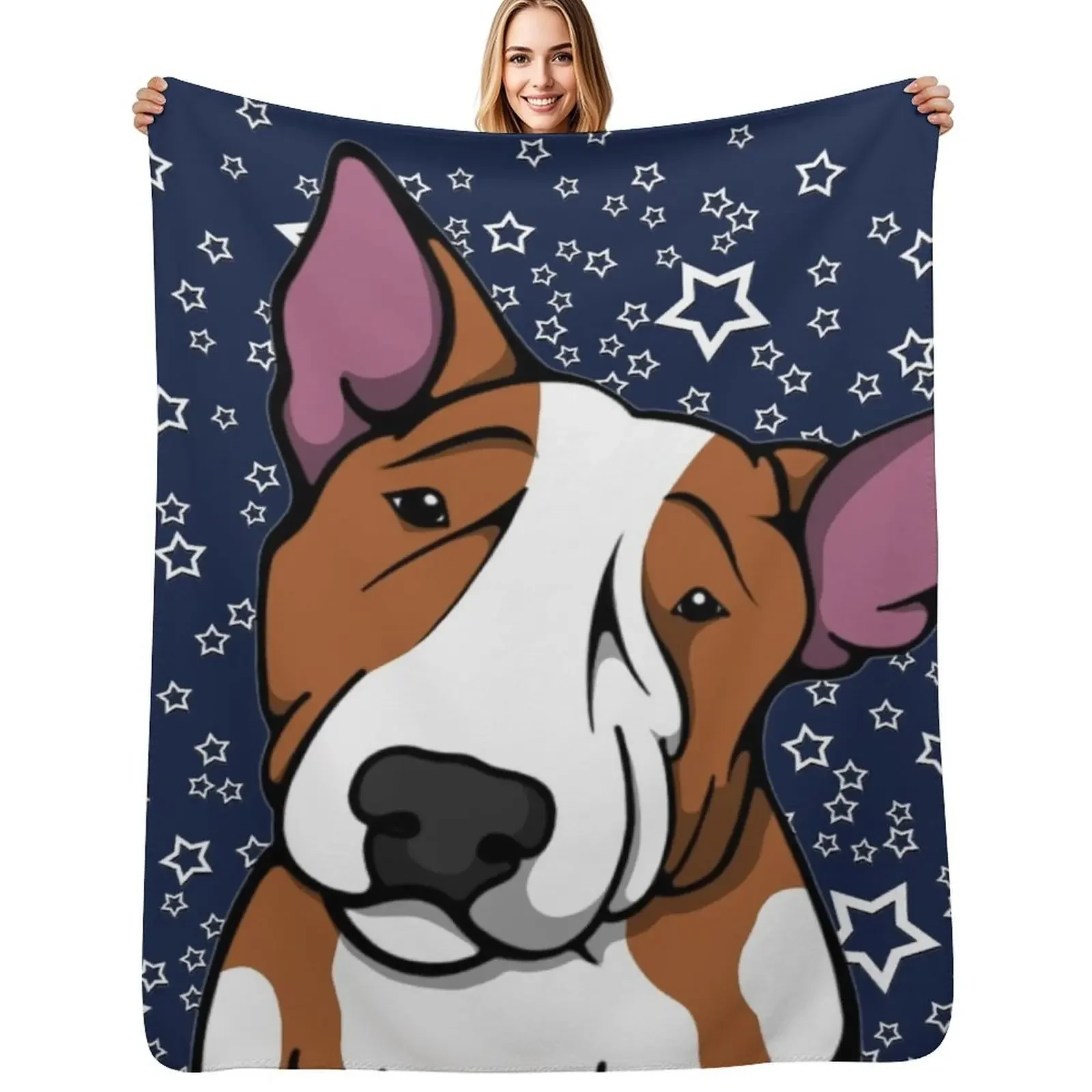 

Starry English Bull Terrier Throw Blanket Designers for winter Tourist decorative Blanket