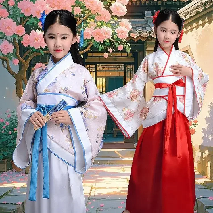 

New Spring Autumn War Period Children's Performance Costume Beautiful Lady Xishi Chanyan Hanfu Three Big Small