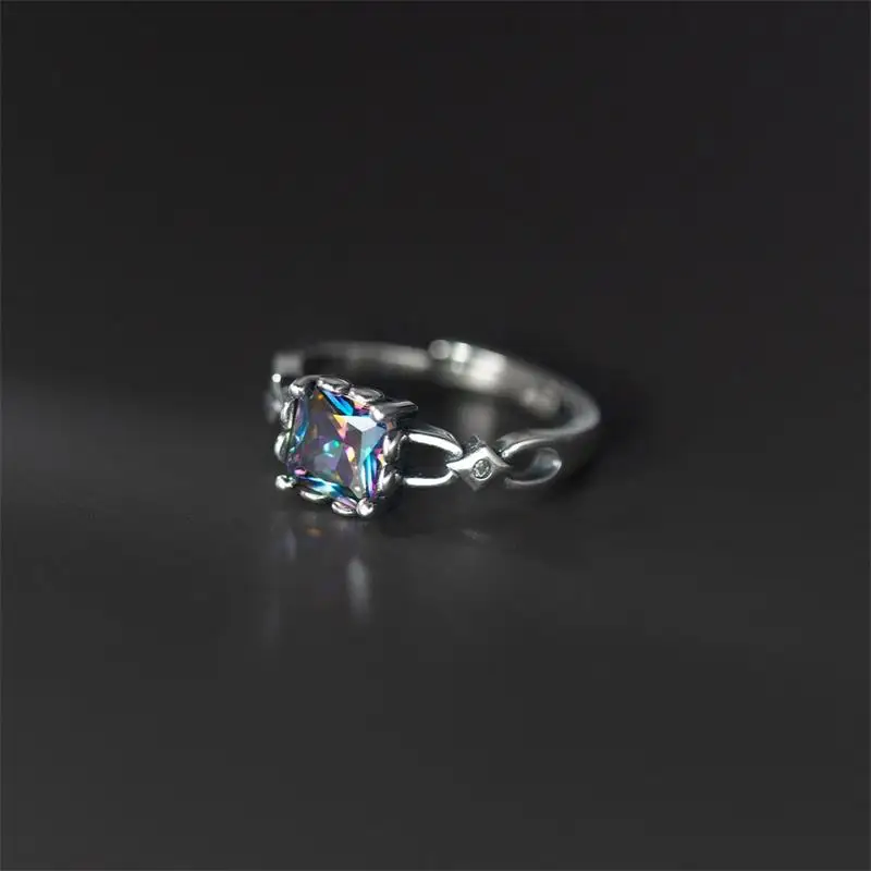 XIYANIKE Vintage Thai Silver Square Zircon Open Cuff Finger Rings for Women Girl New Fashion Jewelry Gift Party кольцо ж