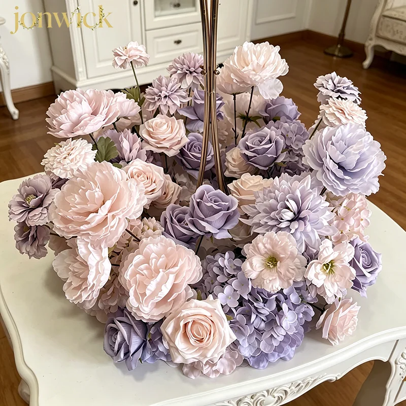 Gelb/Weiß/Rosa/Grün 30-60CM Maßgefertigte Künstliche Blumen Hochzeitsdekoration Tischdekoration Kranz Blumenarrangements Party-Requisiten – Detail 3