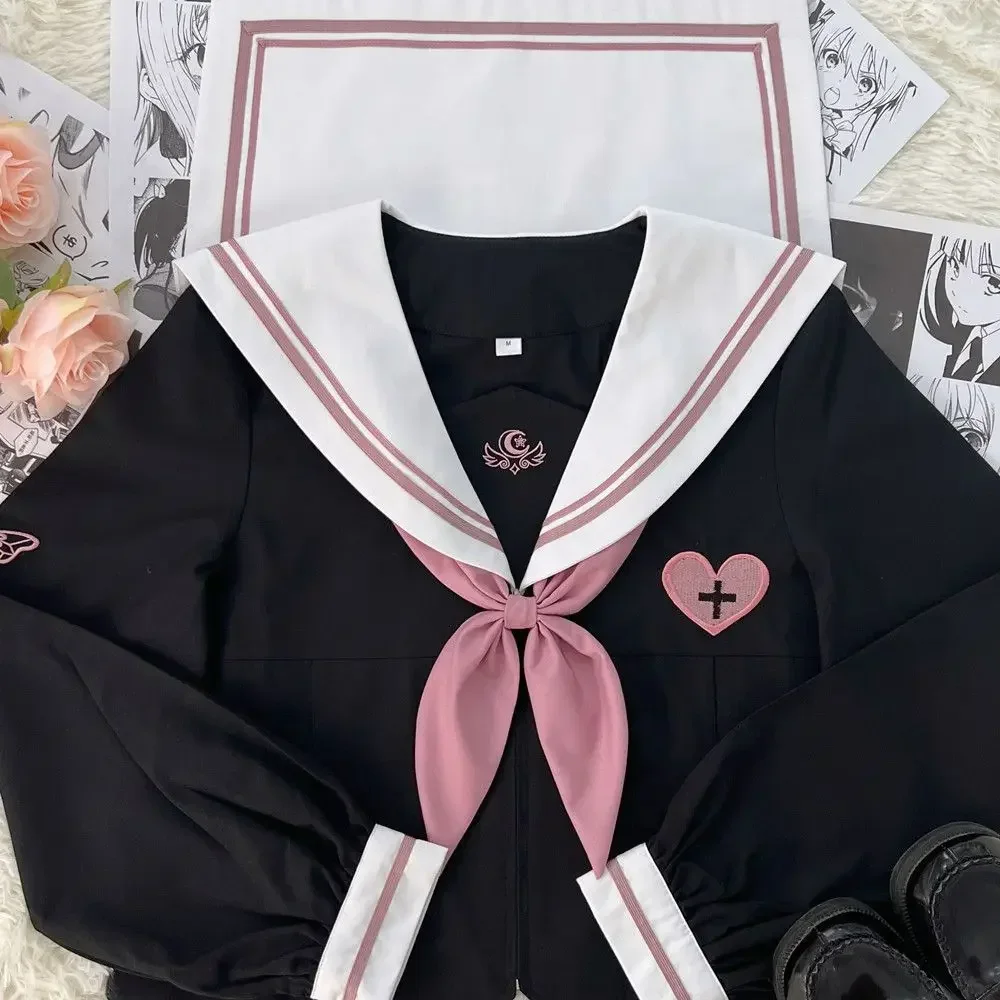 JK-traje de uniforme coreano para mujer, Falda plisada japonés de estudiante, trajes escolares de estilo universitario, traje de marinero, uniforme de cosplay japonés