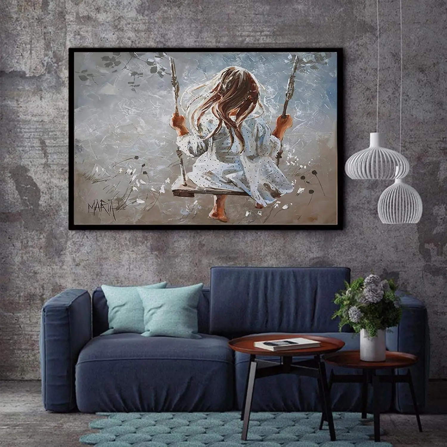 Girl Swings Wall Art Poster and Prints Wall Pictures for Living Room Decor Canvas Print Home Decor