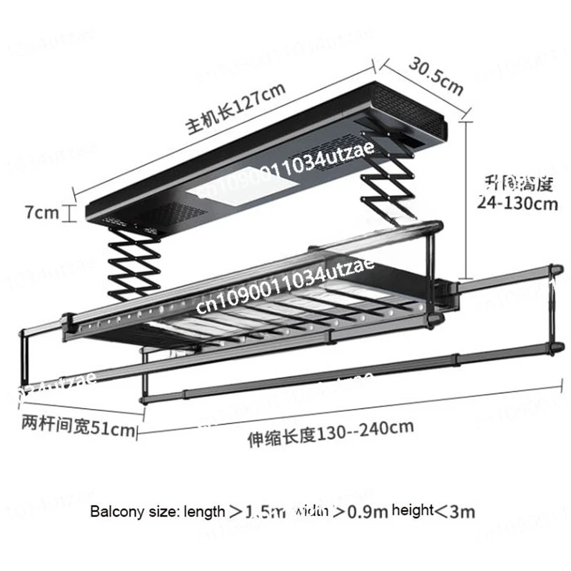 New Telescopic Clothes Dryer Electric Clothes Hanger Intelligent Remote Control Lifting Household Clothes Dryer Balcony 4 Pole