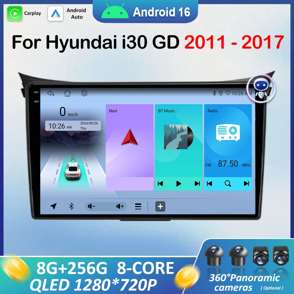 

for Hyundai i30 GD 2011 2012 2013 2014 - 2017 Android 16 Wireless Carplay Car Radio Video Multimedia Player DSP Stereo GPS WIFI