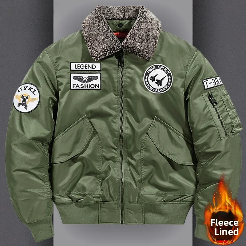 

Winter Thiened Men's Cotton Jaet Casual Loose Flight Suit Warmth Comfortable Cotton Coat Faionable Urban Sle Long Sle...