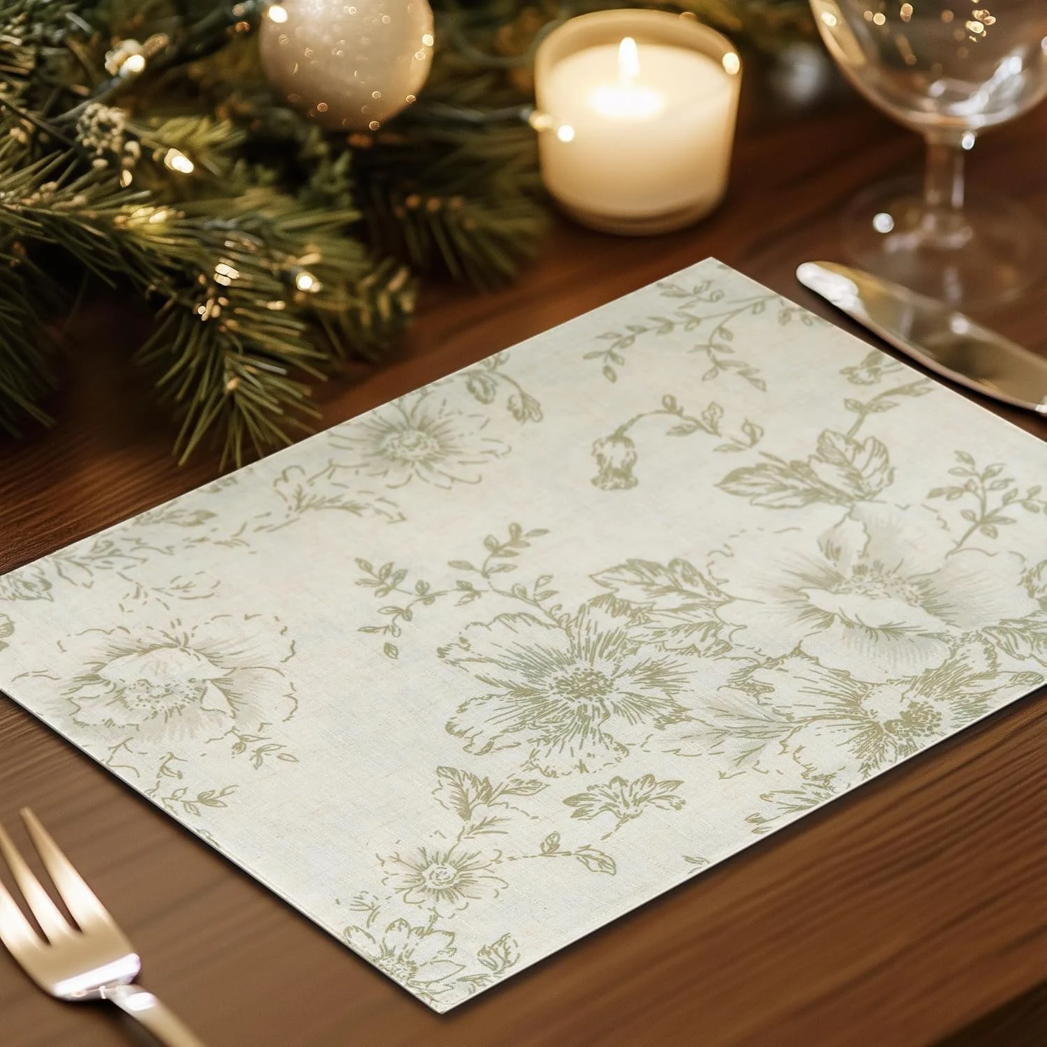 VIKAMA 4/6/8/10PCS Flower Autumn Meal Mat Table Mat Country House Outdoor Seasonal Kitchen Table Decoration Home Decoration