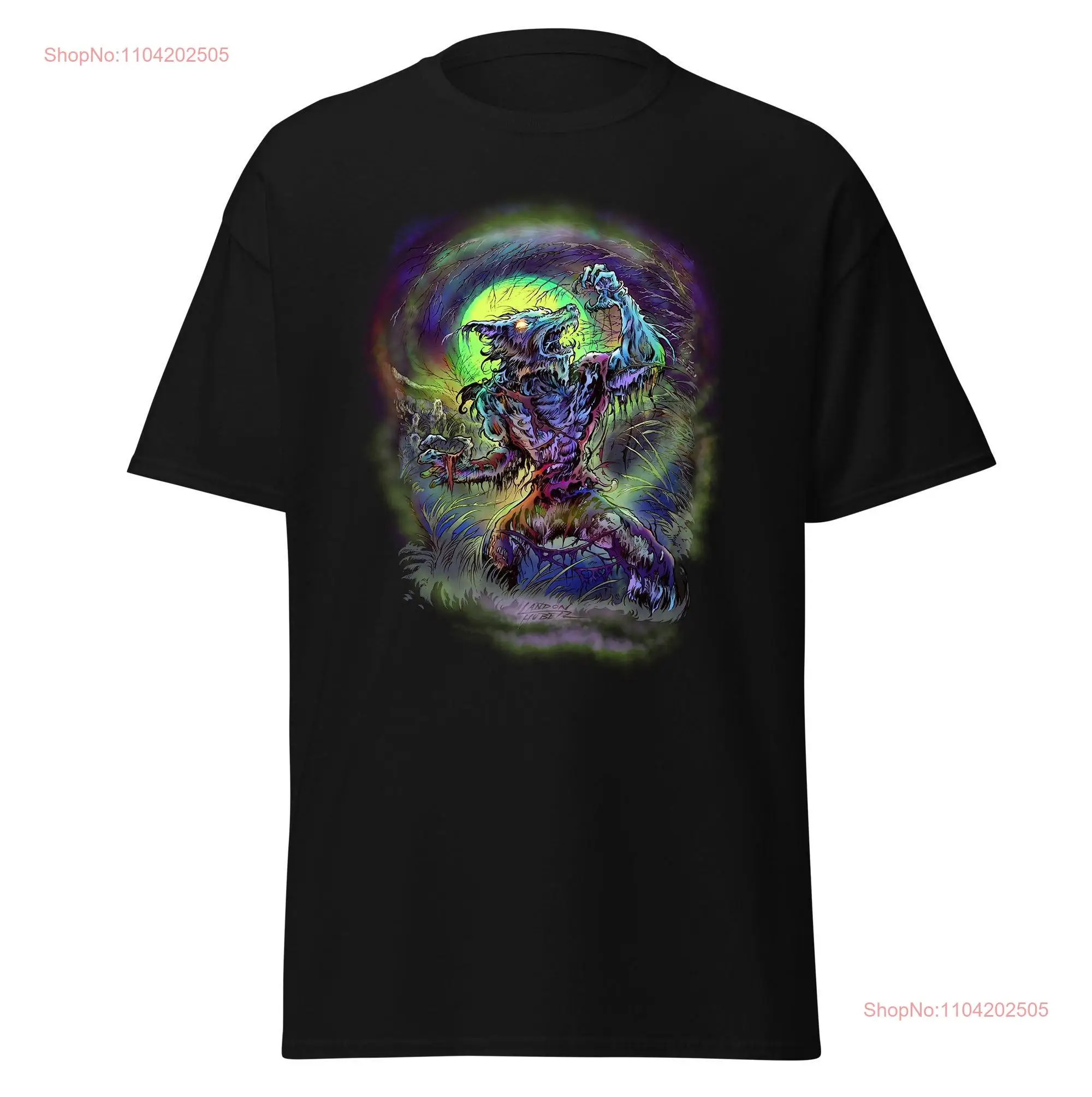 Werewolf in Graveyard Amazing Painted HALLOWEEN Art T shirts by Landon Huber for Celebrations Comes Multiple Sizes Colors