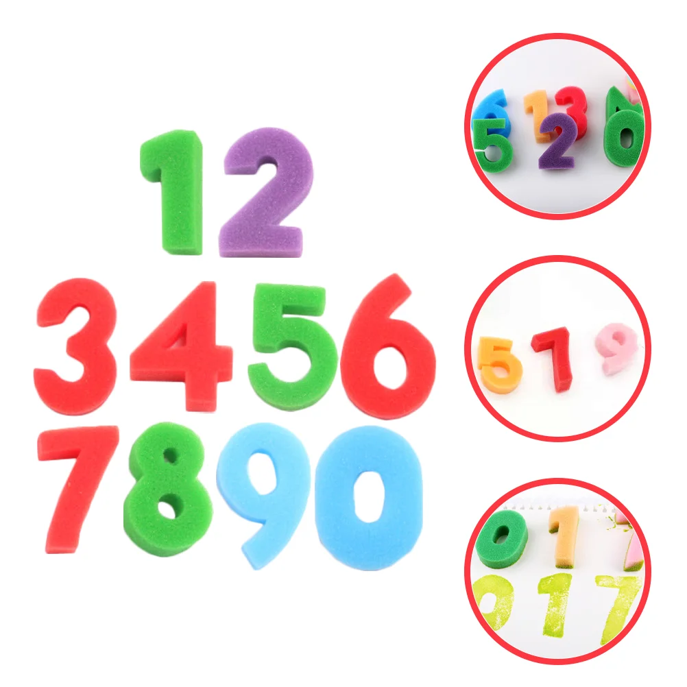 

10 Pcs Pan Painting Sponge Stamps for Kids Numbers Sponges Absorb Water Dusting DIY Child