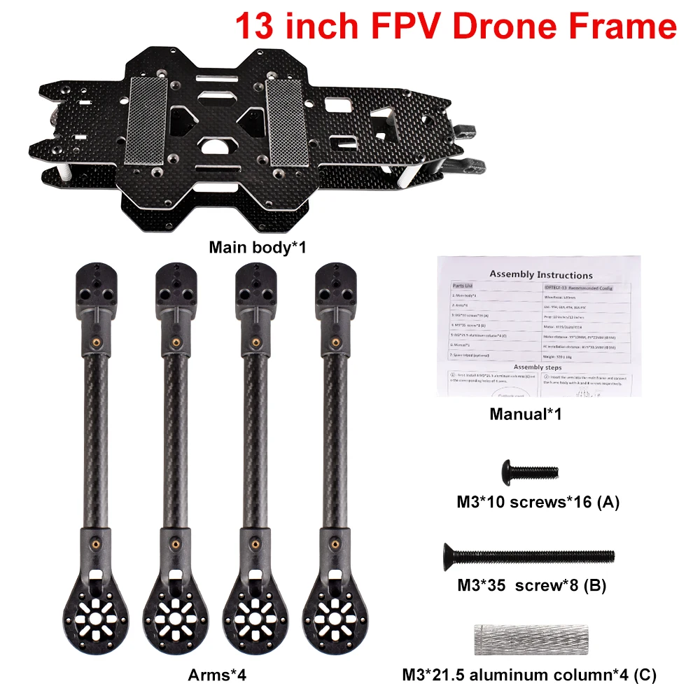 9IMOD 13inch 520mm FPV Freestyle Frame Kit Carbon Fiber Quadcopter Frame with Print Parts For RC DIY FPV Racing Drone