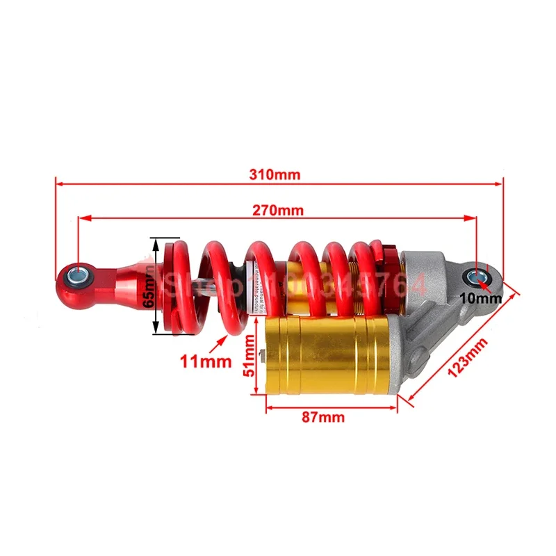 Shock Damper, 270mm Universal Front Shock Absorber Heavy Duty Steel Suspension Spring Damper Damping for 90cc‑250cc Dirt Pit