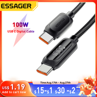 Essager USB Type C To USB C Cable 100W 5A PD Fast Charging Wire Cord For Macbook Xiaomi Samsung Type-C Digital Display Cable 3Ｍ