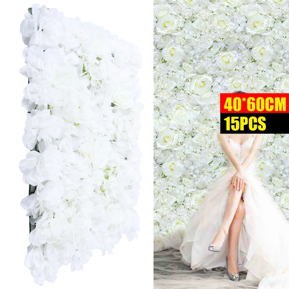 15 pcs Artificial Silk Flower Wall Panel Wedding Photography Venue