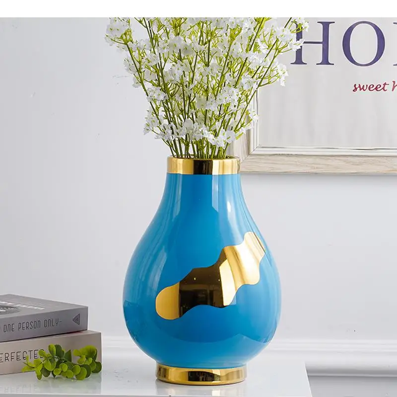 Modern Desktop Ceramic Vase Two-piece Suit Outline In Gold Hydroponic Ornaments Living Room Flower Arrangement Container