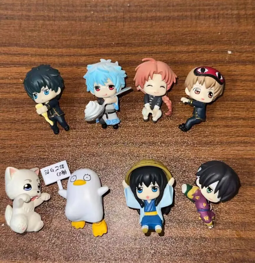 

8pcs/lot 100% Japanese original genuine PVC Kagura/Sakata Gintoki/Sadaharu action figure collectible model toys for boy