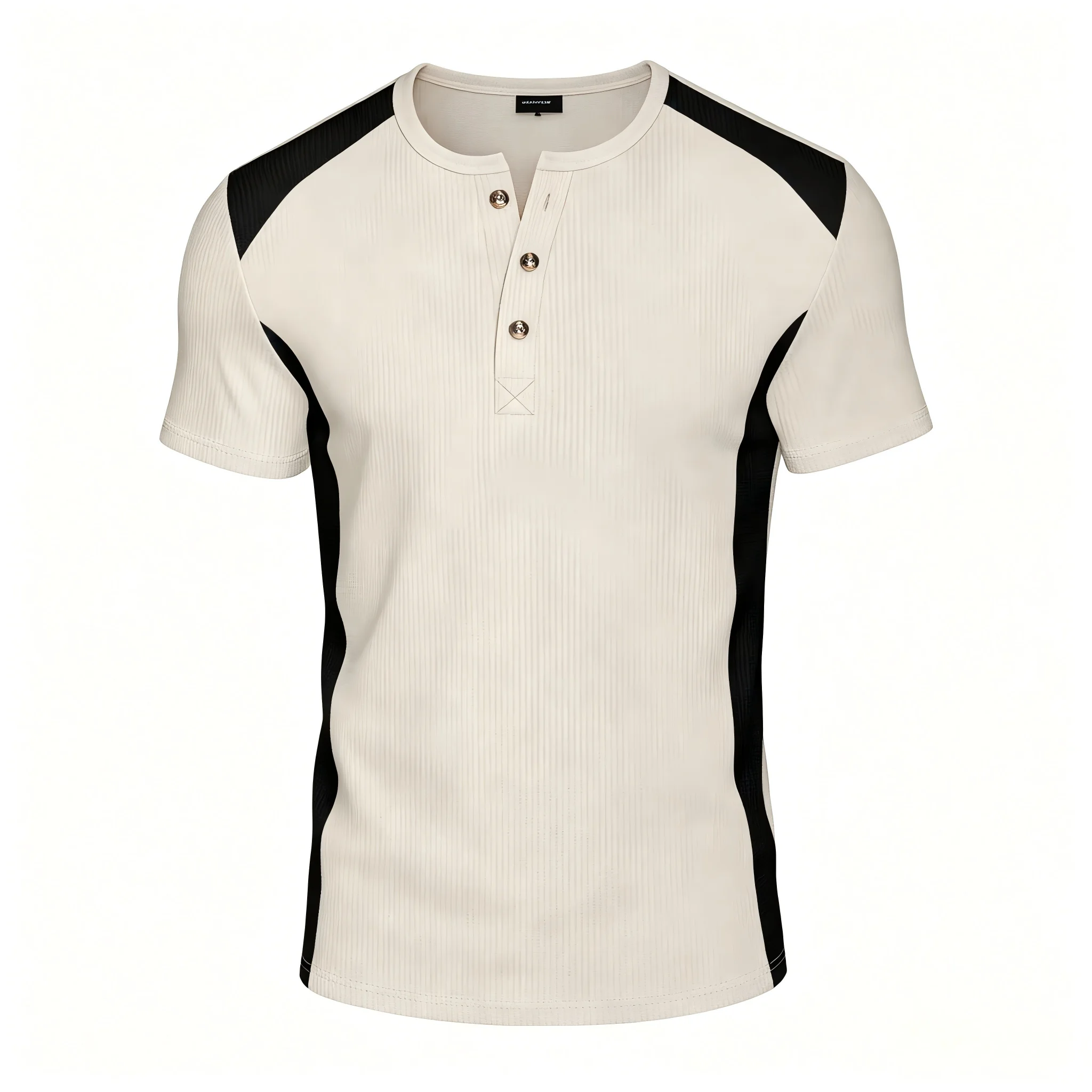 Men's Waffle Knit Henley Short Sleeve T-Shirt, Color Block Raglan Notch Neck Casual Top, Summer Daily Tee For Home Wear