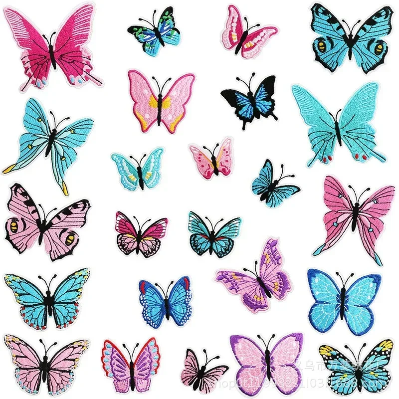 Pink Butterfly Embroidery Cloth Sticker Cartoon Clothes Decoration Colorful Butterfly Computer Embroidery Chapter Boy
