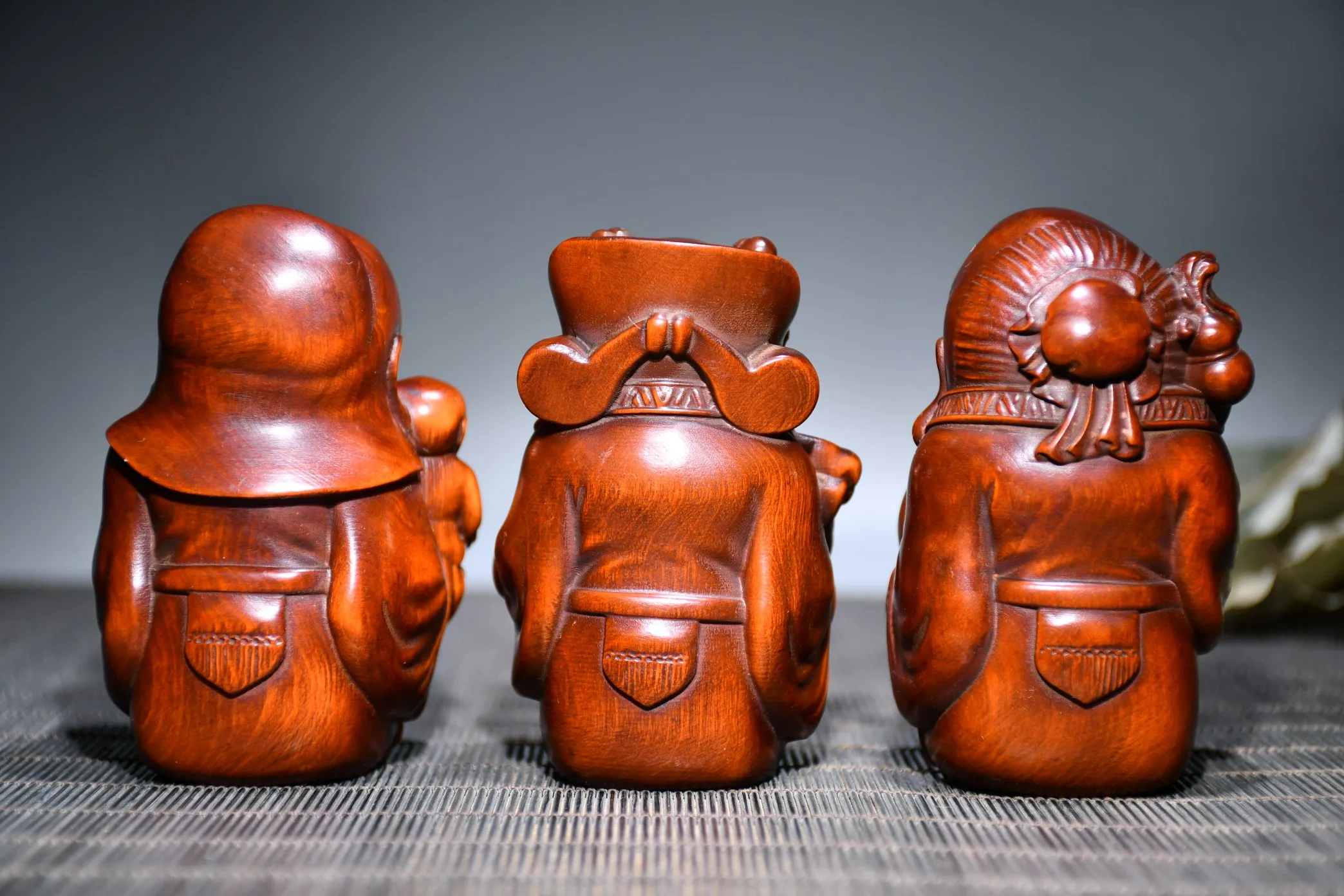Tibetan Temple Collection Old Boxwood Fu Lu Shou immortal God of Wealth Representative happy Auspicious longevity Worship Hall