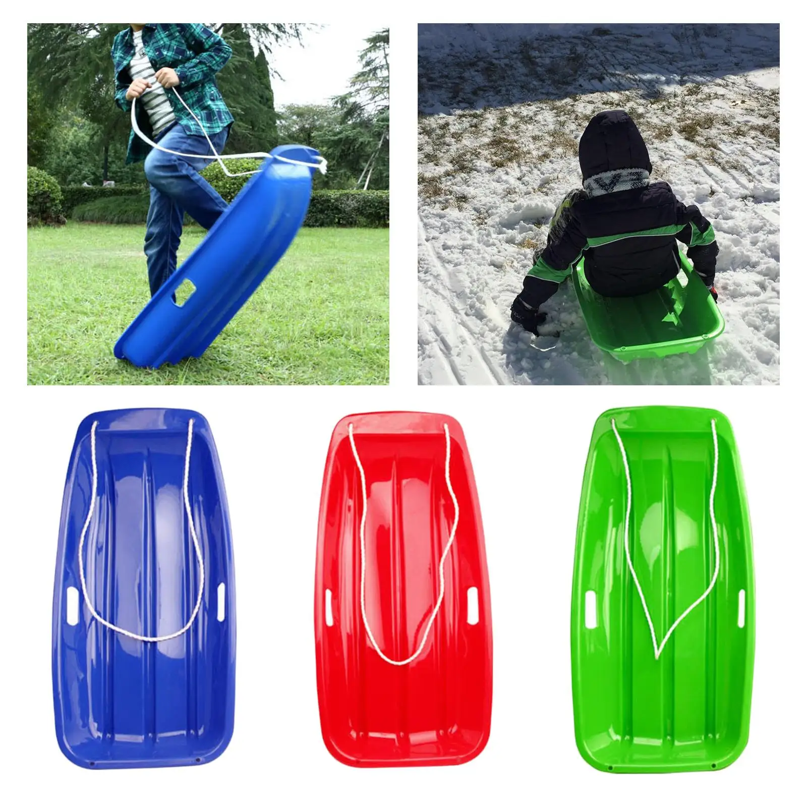 Downhill Toboggan Durable PE Plastic Snow Sled Grass Skiing Board Skating Sledge