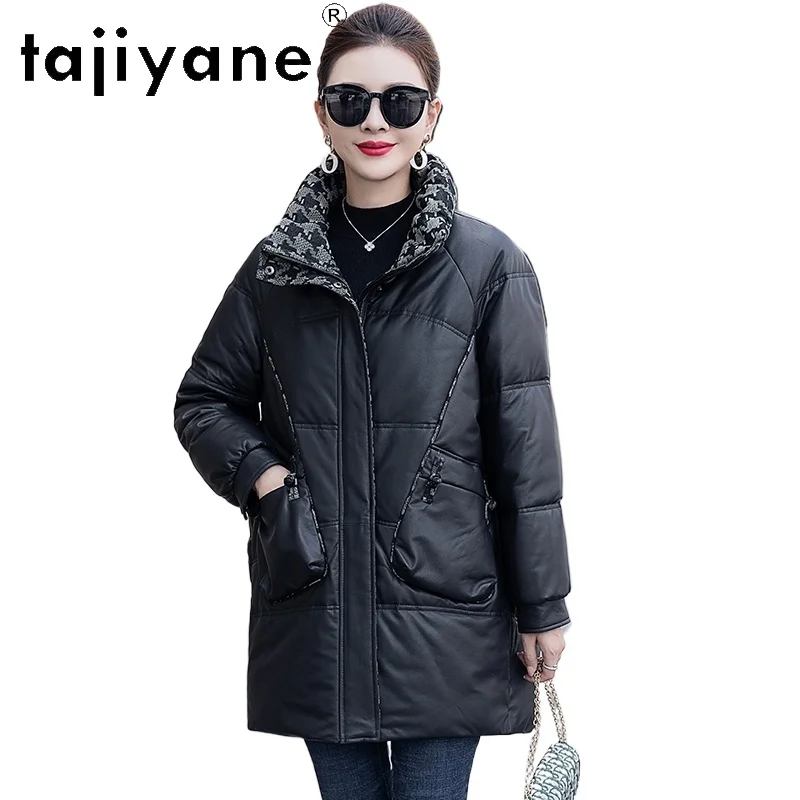 TAJIYANE Real Sheepskin Duck Down Coat Women Premium Genuine Leather Jackets Stylish Puffer Jacket 2025 Winter Woman Clothes 롱코트