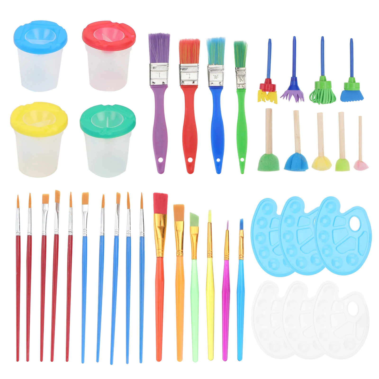 

Paintbrush Paintbrush Set Various Sizes Wash Cup DIY Tool Sponge Kids Student Plastic EVA Nylon Wood Handle Safe