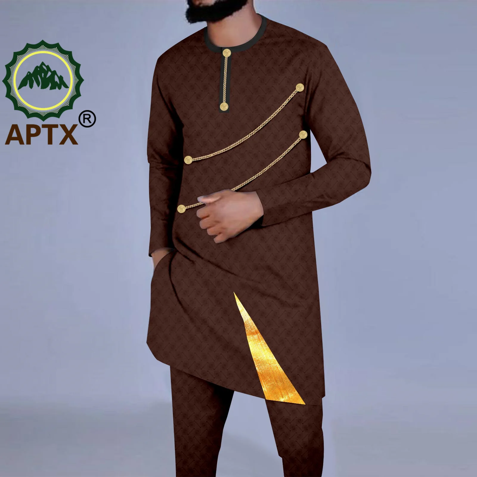 African Clothes for Men Traditional Dashiki Patchwork Long Sleeve O-neck Shirt and Pants Blazer Suit Daily Wedding A2316047