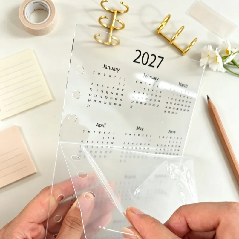 2027 Calendar Acrylic Divider Page A5A6 Six hole Loose leaf Inner Page Next year Calendar Hand Account Index Pad
