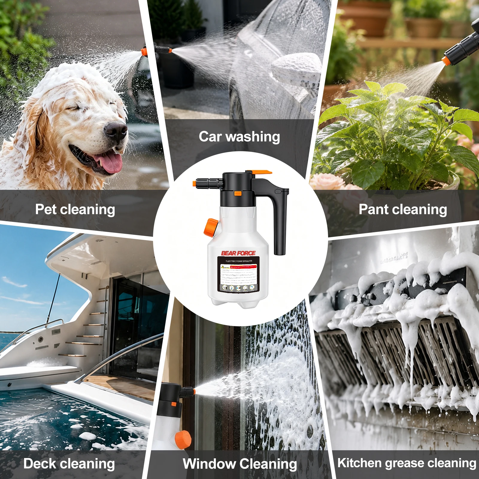 2L Electric Foam Sprayer, 3000mAh USB Rechargeable with Side Pour Spout, Foam Cannon for Car Wash Auto Detailing Garden Cleaning view 5