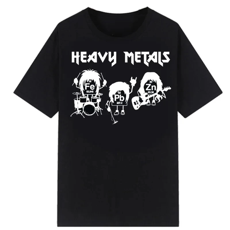 Heavy Metals Chemistry Periodic Table Rock Roll Music Physics Biology Print Men T Shirt Vintage Unisex Casual Loose T-shirt Tops