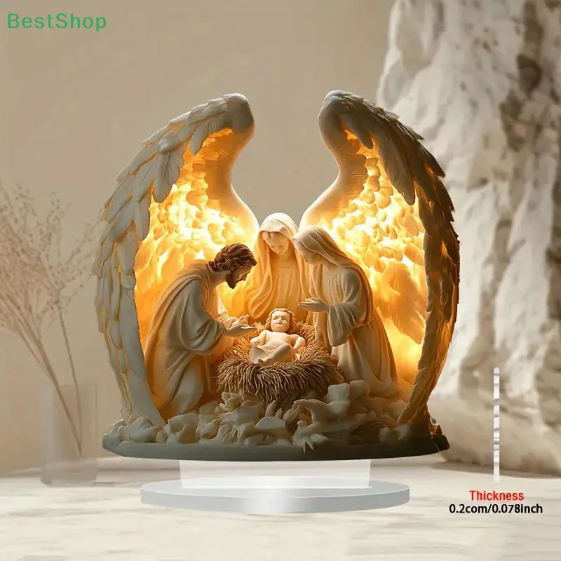 ♥ 2D شقة الاكريليك يسوع الولادة المشهد الجدول محور ملحق لديكور المنزل حزب الحلي