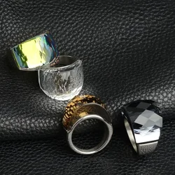 Multicolor Crystal Ring Luxury Brand Rings for Couples Girls Stainless Steel Women Wedding Jewelry Anniversary Party Gift New