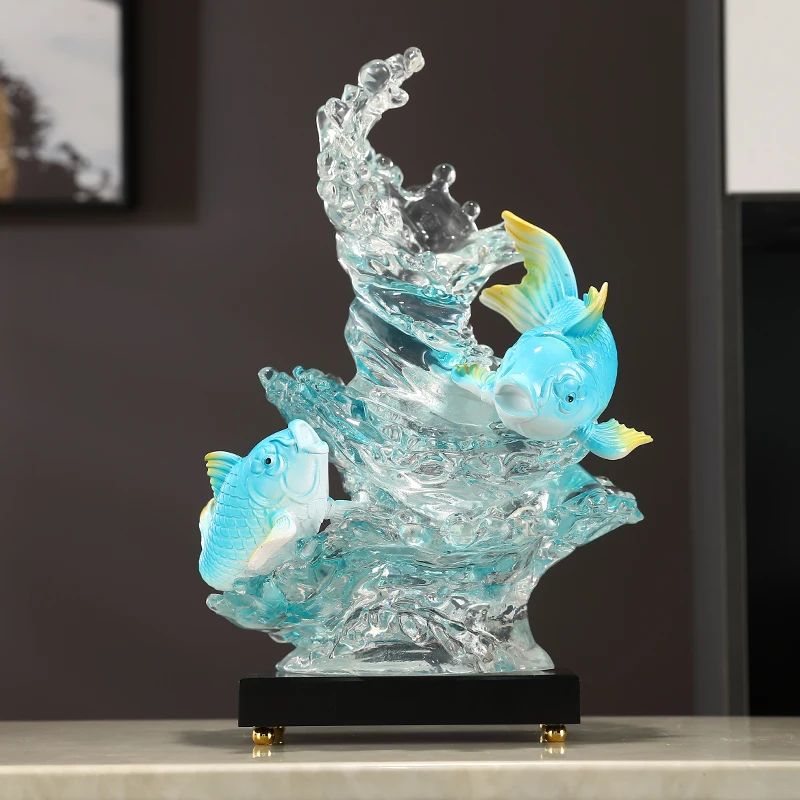 Sculpture for Home Decor,Wind and Water Fish Ornament Art,Living Room Entrance ,Office Desktop Decoration,Customized Gift