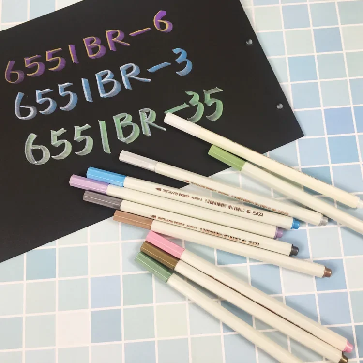 

30 шт., кисть, металлическая ручка для рисования, 10 цветов, перламутровая цветная маркировочная ручка, цветная ручка для граффити