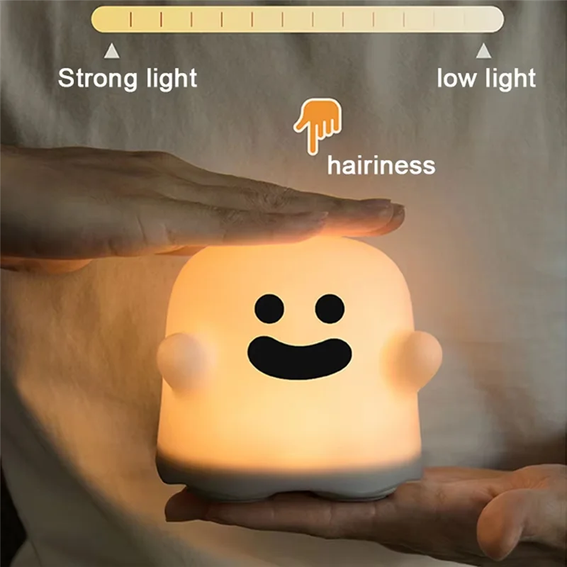 

RMWIN-Cute Ghost LED Night Light Touch Sensor,Rechargeable Silicone Lamp Perfect Holiday Gift Forkids A