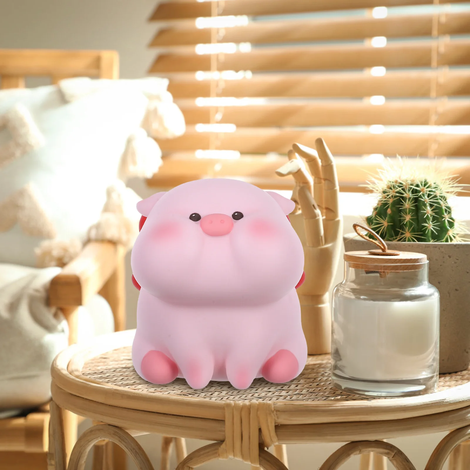 Varkenvormige spaarpot Leuke vinyl geldpot voor meisjes Muntbankopslag Desktop Spaarpot Decoratieve geldhouder Verjaardagscadeau