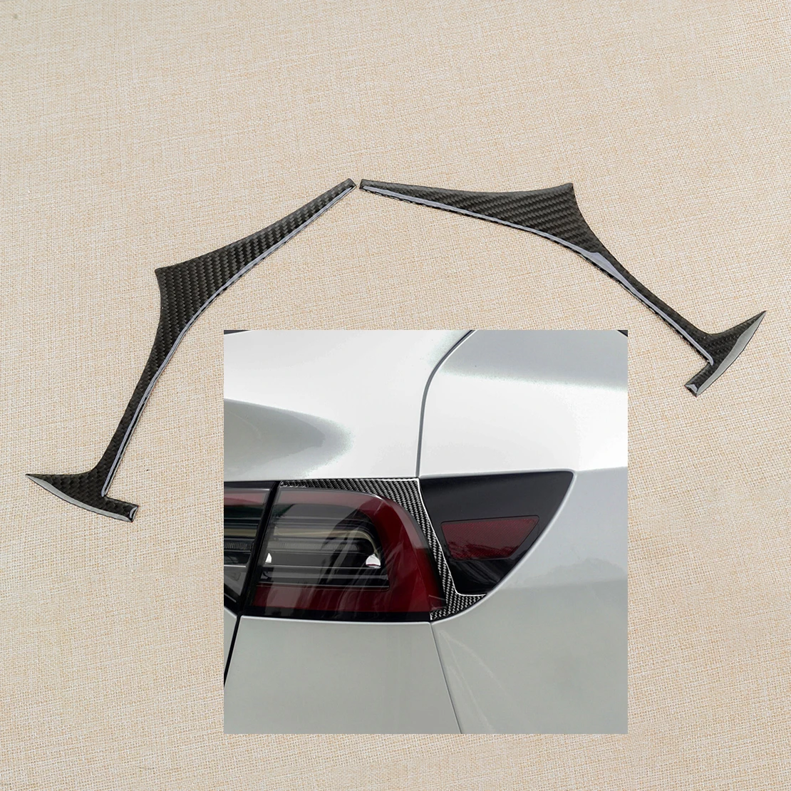 

1 Pair Tail Light Rear Lamp Eyelid Eyebrow Strip Decor Cover Trim Panel Sticker Carbon Fiber fit for Tesla Model 3 Y 2022-2020