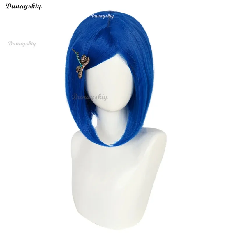 Coraline Cosplay mujeres niñas mujeres azul oscuro Bob pelucas coloridas Bob pelucas para Cosplay fiesta de Halloween personalizado
