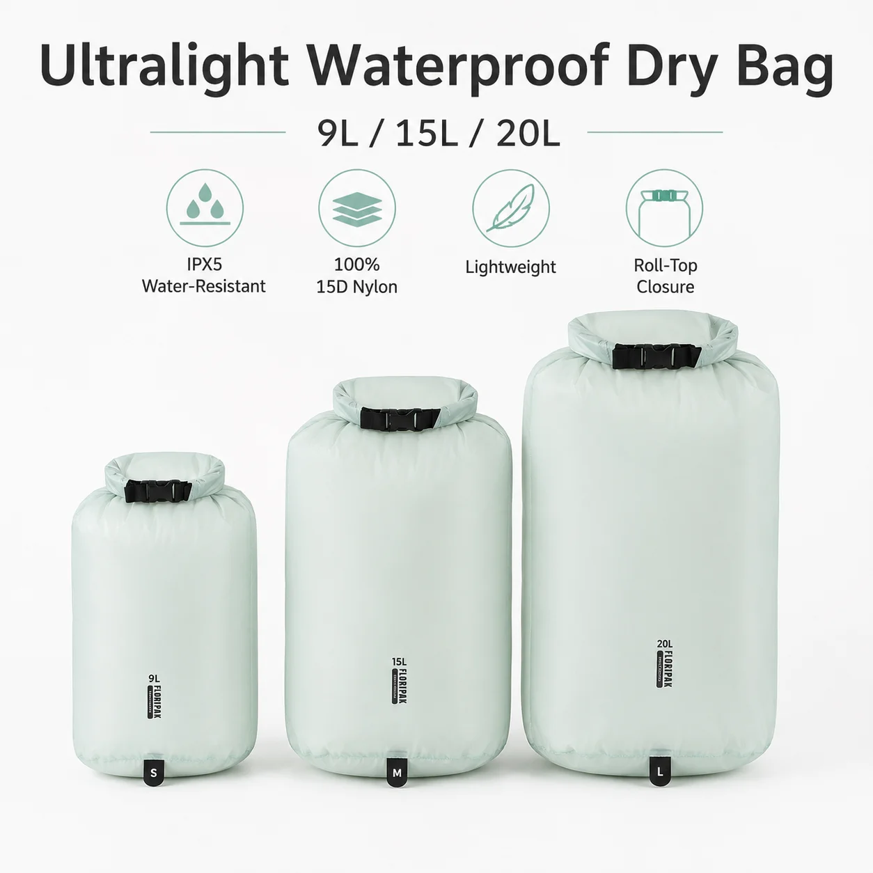 Dry Bag Roll Top - Driedelige set 100% 15D nylon rolltop