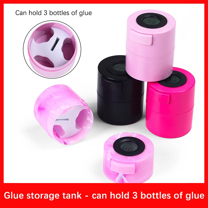 Lash Glue Storage Container Airtight Adhesive Holder For Eyelash Extension Glues Hold 3 Adhesives Sealed Jar Tank Box