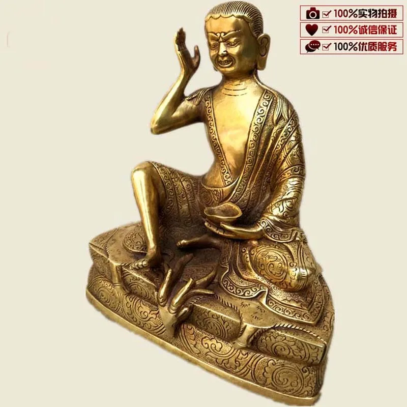 GOOD Tibetan Buddhism Kagyu Milarepa MI LA RI BA Buddhist venerable Effective protection COPPER buddha statue